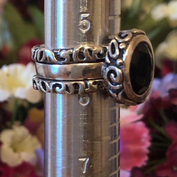 Vintage Silpada Sterling Silver Smoky Quartz Ring Set R1384 Size 6 - Picture 5 of 16